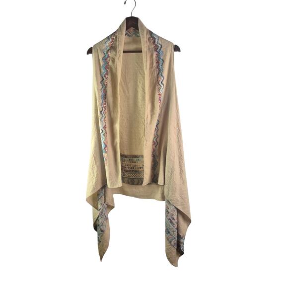 DO EVERYTHING IN LOVE Embroidered No Sleeve Boho Kimono OSFM - Picture 4 of 12